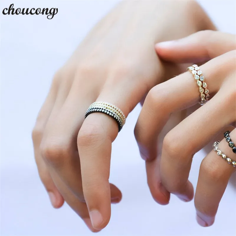 

choucong Lovers Eternity Band Promise Ring 5A Zircon Cz 925 Sterling Silver Engagement Wedding Rings for Women Bridal Gift