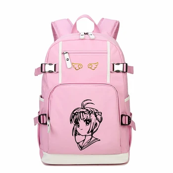 

Card Captor Sakura Wing Pink Gray Red Backpack School Teenagers Student Book Travel Laptop Girls Boys Bags Gift