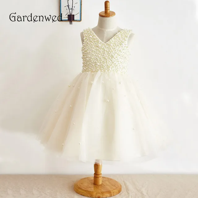 pearl flower girl dress