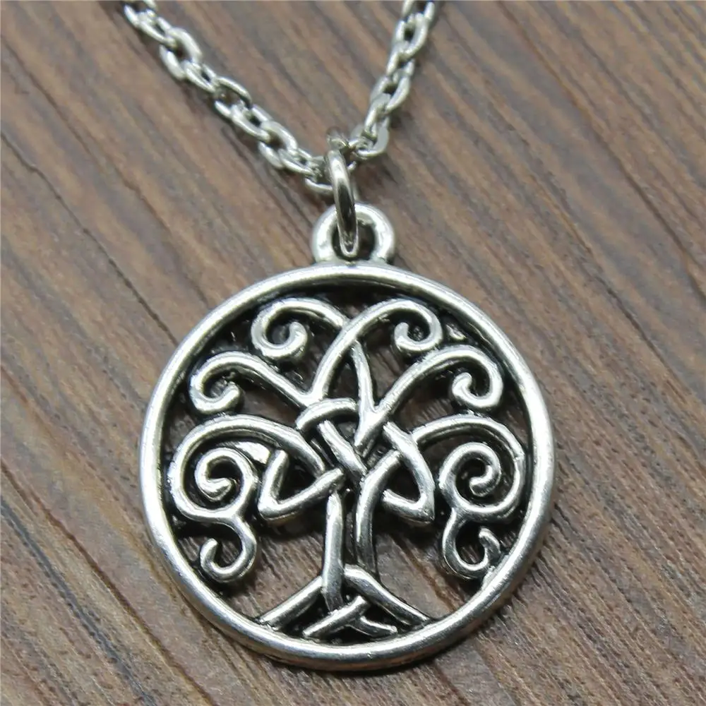 

Dropshipping Welcome 23x20mm Triquetra Symbol Life Tree Pendant Necklace Antique Silver Color Necklace Fashion 2019