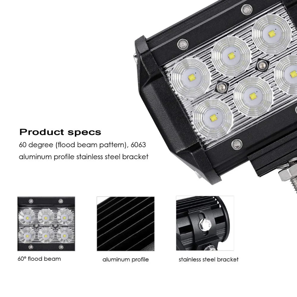 2шт 4 дюйма 18 Вт 7 дюймов 36 Вт Светодиодный рабочий светильник бар точечный луч потока для мотоцикла Трактор Лодка автомобиль внедорожный Вождение 4x4 грузовик внедорожник ATV