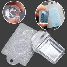 Hot Jelly Stamper 2.6cm Transparent Nail Stamping Stamp+Exquisite pattern rectangular scraper Polish Transfer DIY Nail art tool
