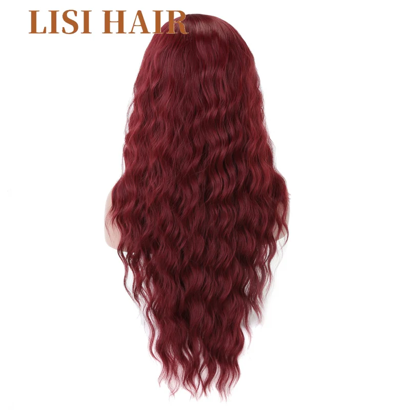 LISI HAIR Long Water Wave Hairstyle Red Black Color Synthetic Wigs For Women High Temperature Fiber Average Size2 (1)