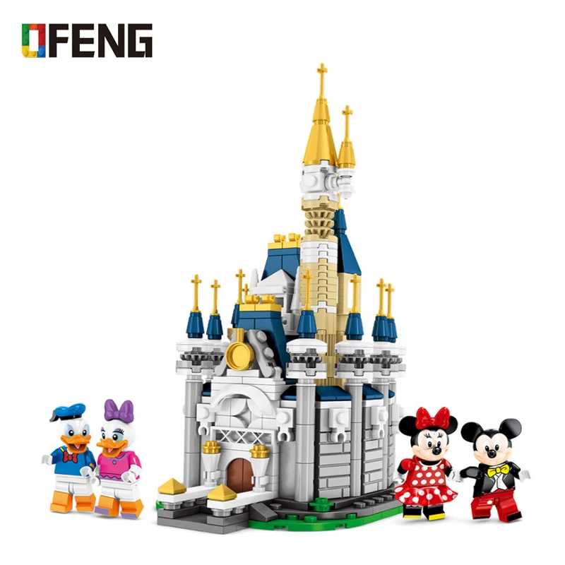 

Friends Princess Girls Mickey Mouse Castle Heart Lake Building Block Minnie Donald Duck Bricks Toys Compatible Creator