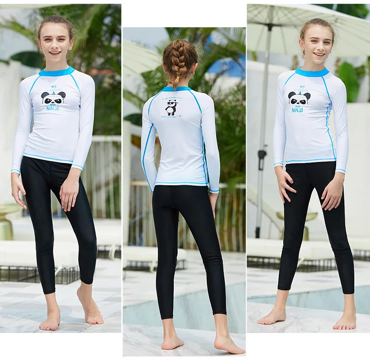 Молодежный купальный костюм UPF 50+ Rash Guard для девочек и мальчиков, футболка с длинными рукавами Топ, Быстросохнущий летний пляжный костюм для плавания, серфинга, дайвинга