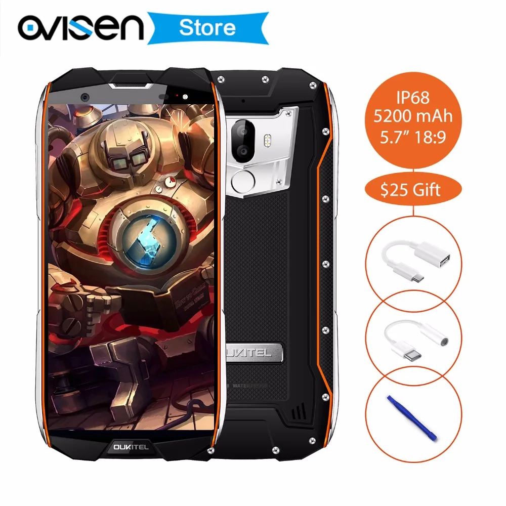 

Oukitel WP5000 IP68 Waterproof Smartphone 5.7" 18:9 Display Helio P25 Octa core 6GB RAM 64GB ROM 21MP Dual Real Cam Mobile Phone