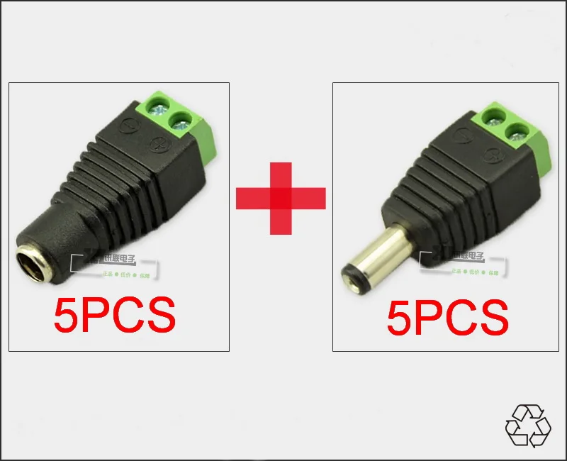 

10pcs High quality DC Power Jack Adapter Connector Plug Male / Female 2.1mm 5.5mm For LED Strips Light
