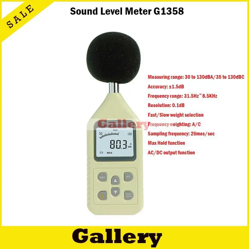 

Earplugs Transistor Tester Dosimeter Metal Detector Soud Level Meter Gm1358 Maximum Locked A/C Weighting