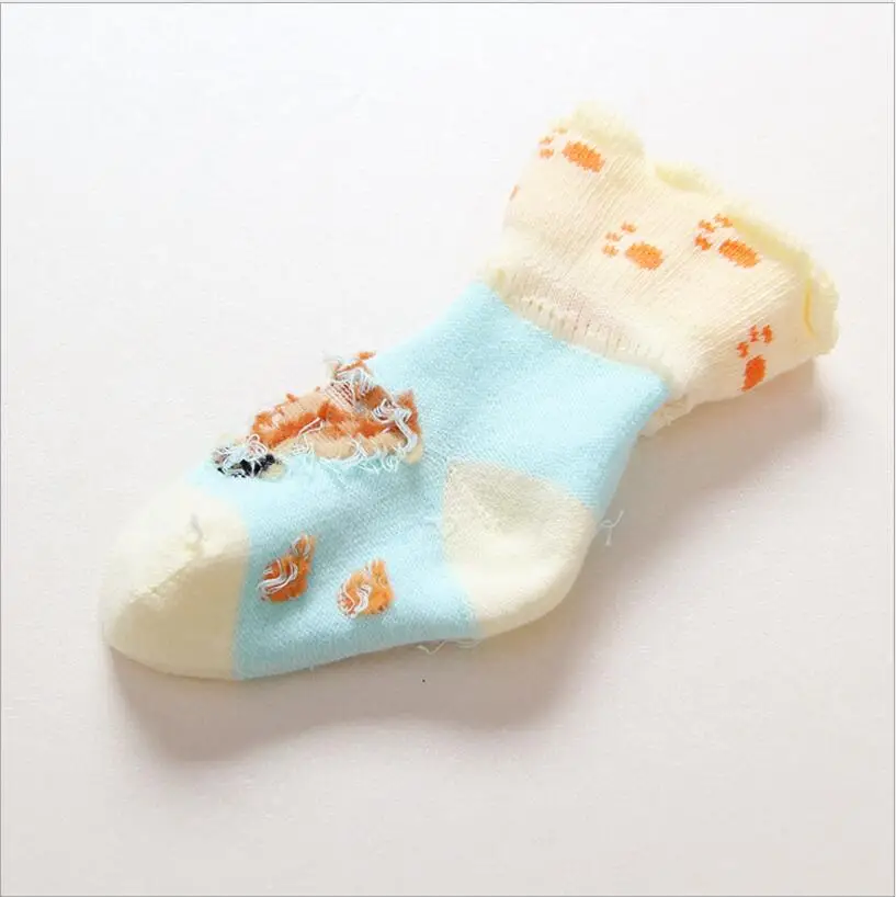 Новые милые мягкие носки для малышей носки в полоску с рисунком совы, кошки и усов хлопковые носки для младенцев 5 пар/упак
