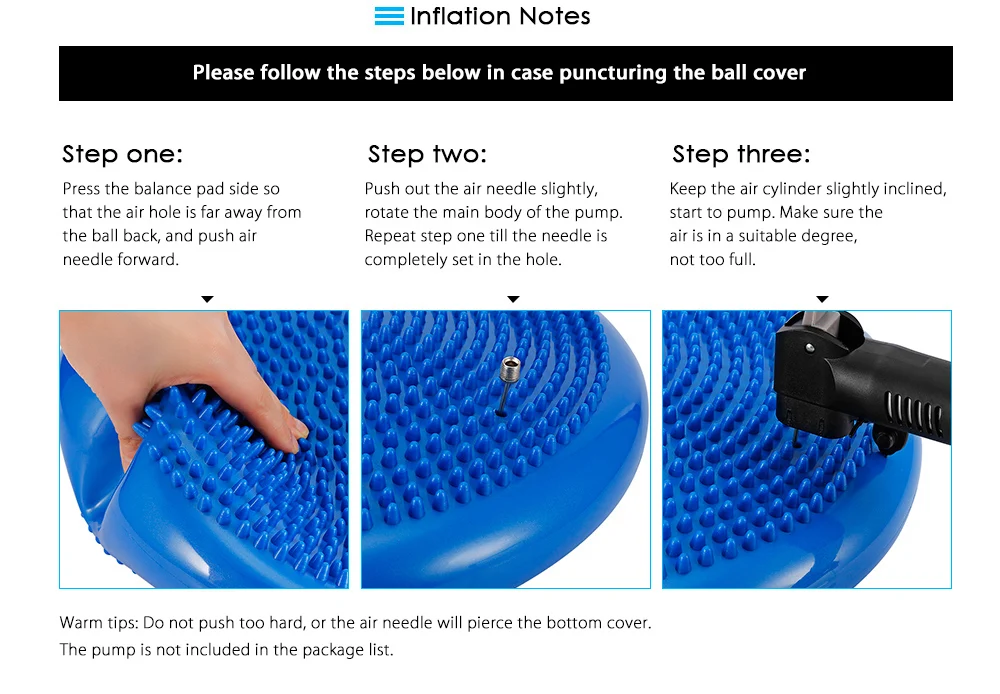 1pcs Durable Inflatable Yoga Wobble Stability Balance Disc Massage Cushion Mat
