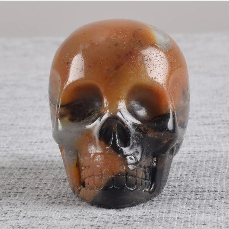 Статуэтка-череп из натурального камня ручной работы, 2 дюйма, Хрустальные черепа, резная статуя, кварц, фэн-шуй, украшение для дома, художественный коллекционный Декор - Цвет: Amazonite