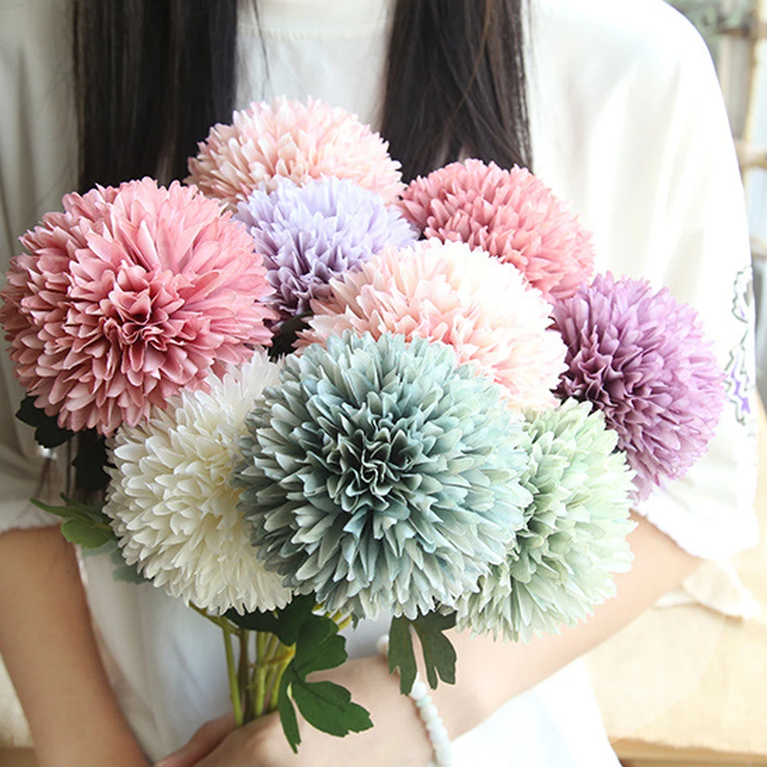 

European Style 1pc Artificial Flowers Dandelion Ball-flower Decorative Party Flowers For Home Hotel Wedding Garden Decor