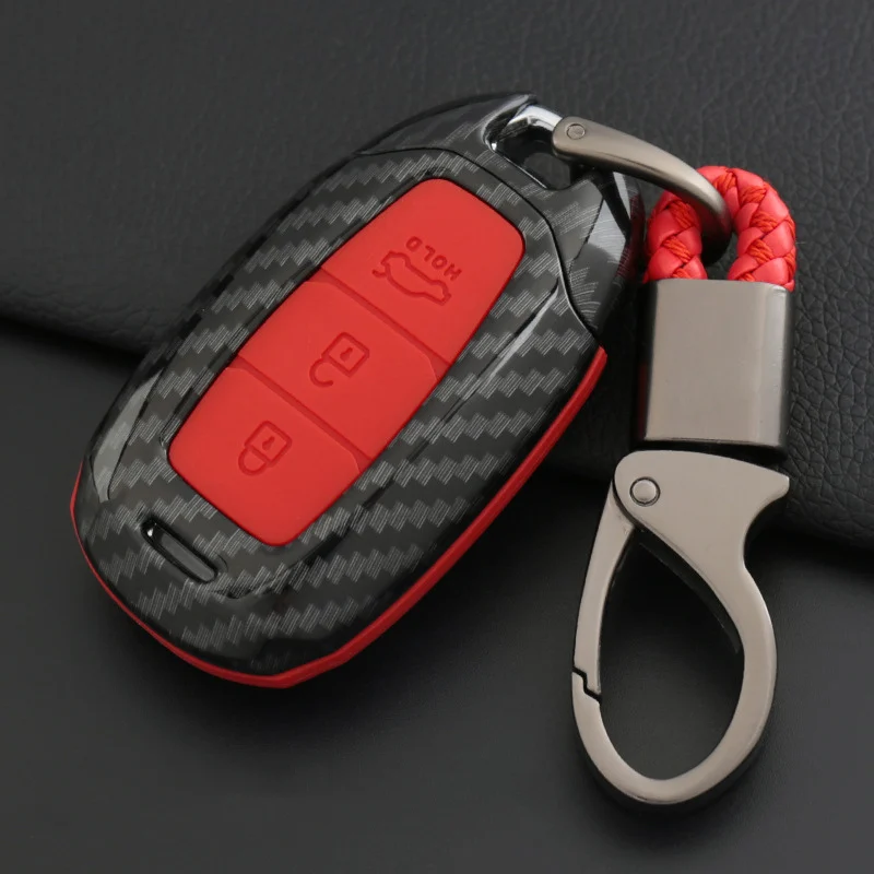 

Carbon Fiber Silicone Car Key Case For Hyundai i30 Ix35 Solaris Azera Elantra Grandeur Ig Accent Santa Fe Verna 2017 2018 Cover