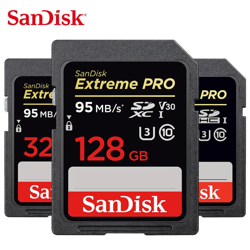 SanDisk Extreme Pro SD карта SDHC 16G 32G SDXC 64G 128G 256G UHS-I Class 10 95 МБ/с. карта памяти V30 4K для цифровой камеры sd 128GB