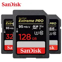 SanDisk Extreme Pro SD карты SDHC 16G 32G SDXC 64G 128G 256G UHS-I Class 10 95 МБ/с. карты памяти V30 4 K для цифровых Камера sd 128 GB