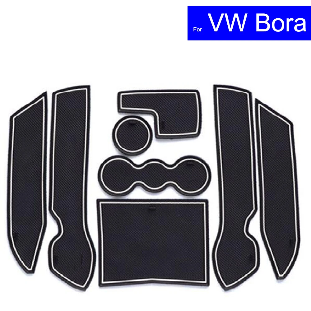 

8 Pcs Car Door Gate Slot Mats Carpets Cup Holder Pads For Volkswagen VW Bora 2008 ~ 2010 2011 2012 Door Groove Mat Free Shipping