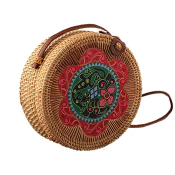 

Maison Fabre Woven Rattan Bag Round Straw Shoulder Bag Small Beach HandBags Women Summer Hollow Handmade Messenger Crossbody Bag