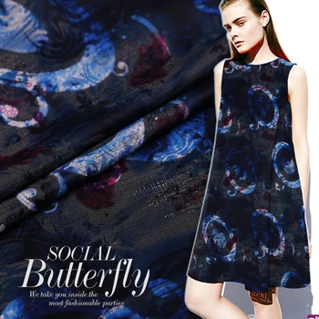

Digital inkjet fashion jacquard fabric French senior cheongsam dress jacquard fabric wide jacquard cloth polyester fabric