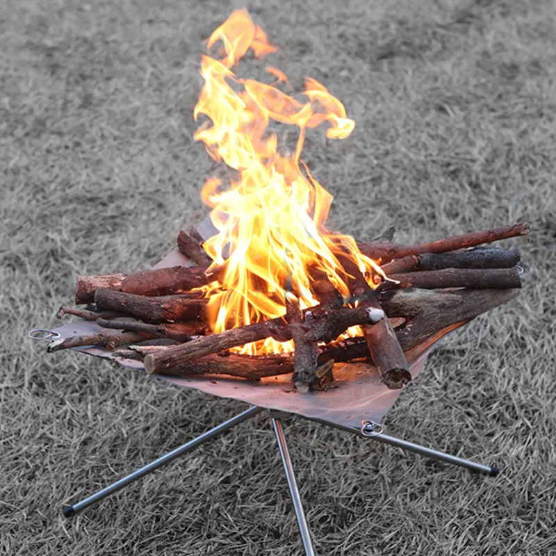  Outdoor Fire Burn Pit Stand Portable Solid Fuel Rack Folding Stove Fire Frame Fast Heating Wood Cha