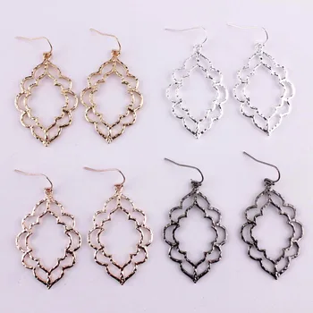 

ZWPON Fashion Zinc Alloy Morocco Filigree Earrings Gold Plating Alloy Flower Brand Statement Drop Earrings for Woman Jewelry