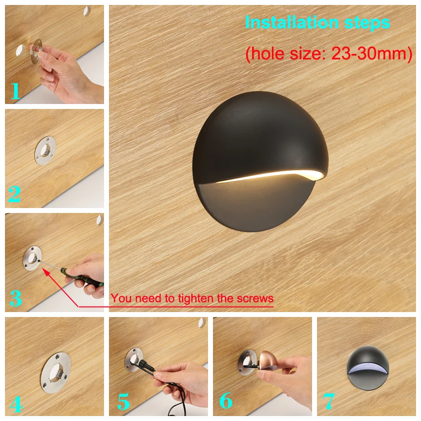 Cargo da Cerca Degrau da Escada do Trilho de Baixa Tensão à Prova Preto Meia Lua Jardim Quintal Caminho Parede Luzes Plinto Levou Convés d' Água 20 Pçs - Set 50mm 4 High Quality Luzes e Iluminação