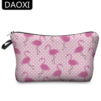 

DAOXI 3D Printing Pink Cosmetic Bags Bird Women Cute Gift Makeup Case for Travel Storage YY10028