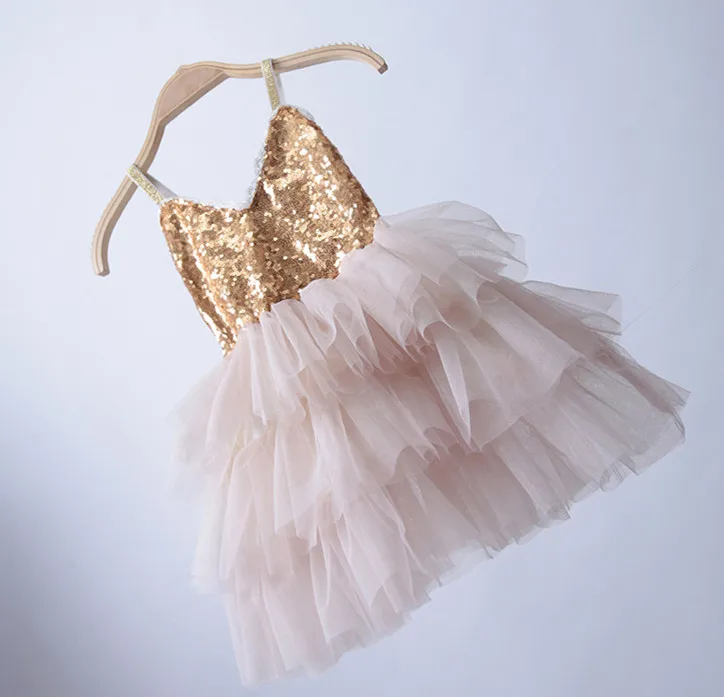 Платье с блестками для девочек; лето ; многослойное фатиновое платье-пачка принцессы для маленьких детей; одежда для свадебной вечеринки;