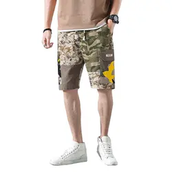 Новые короткие мужские летние Дизайн камуфляж сращивания военные Повседневное мужской мульти-карман прямые шорты хлопок модные Костюмы