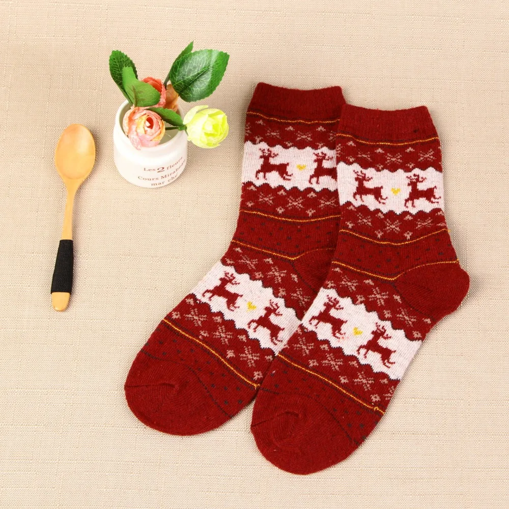 5 пар/партия, зимние рождественские носки для женщин, высокие плотные теплые мягкие Носки с рисунком лося, женские носки, Chaussette Femme