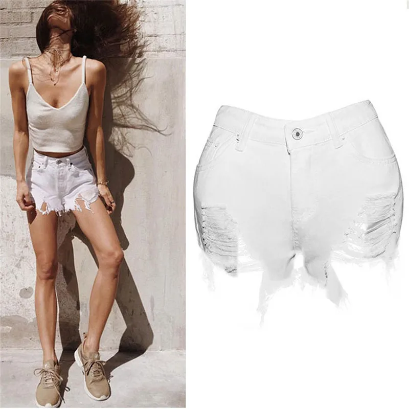 

New Style Women Sexy Ripped Jeans Denim Shorts Worn Loose Shorts Pants Sexy Fashion Hot Personality Simple Style Wolovey#25
