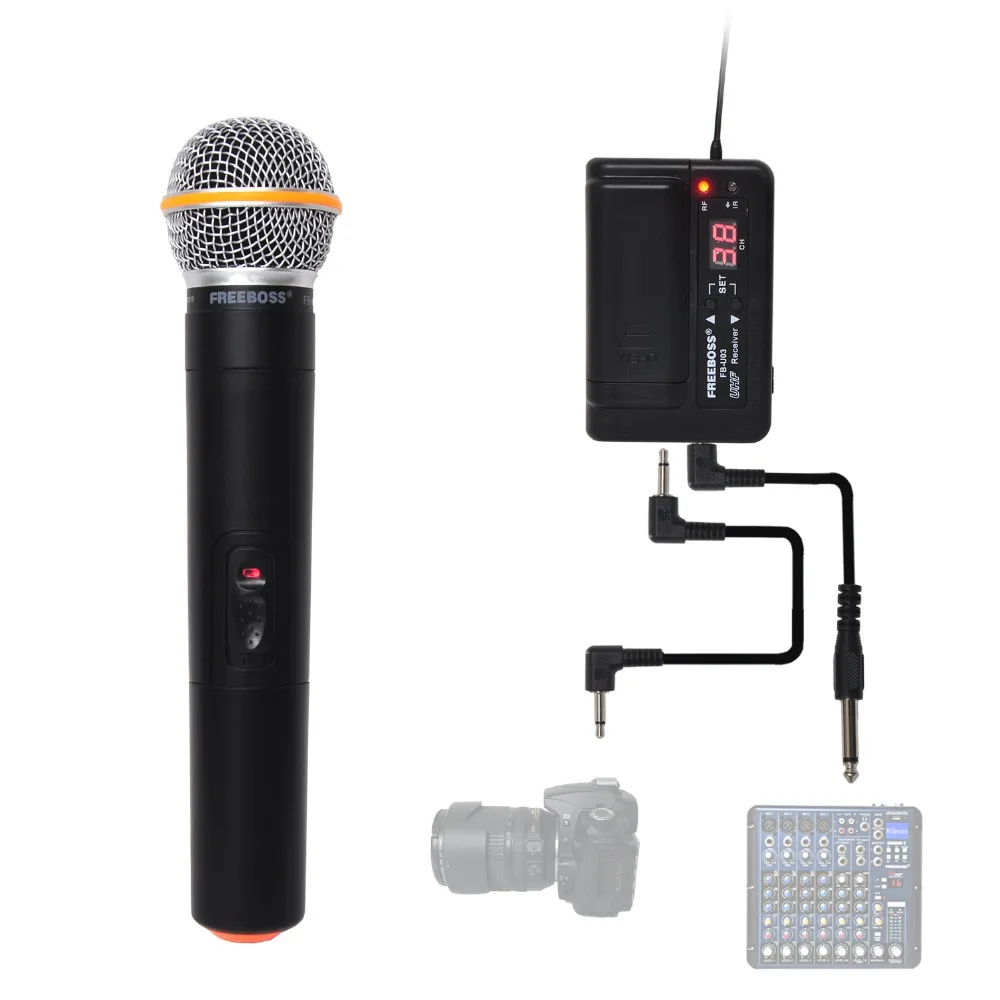 

FREEBOSS FB-U03-2P 1 Way 100 channel Handheld Transmitter Wireless Microphone Camera Microphone Party Karaoke Microphone