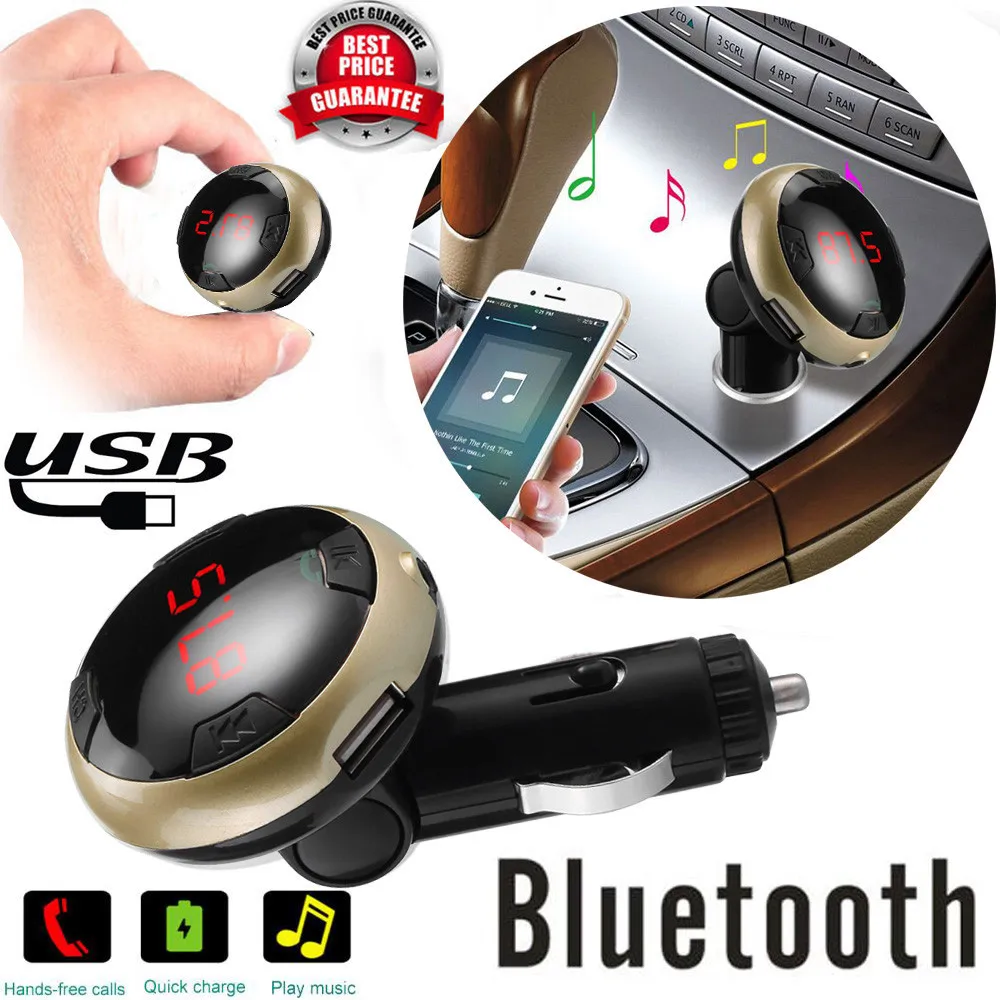 2019NEW Беспроводной ЖК-дисплей Bluetooth Автомобильный MP3 FM передатчик AUX USB диск зарядное устройство для устройства Handsfree комплект Винтаж Топ Com Карро Ipod для девочек