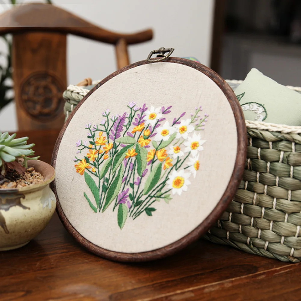 

Gift Cross Stitch Floral Pattern DIY Materials Decoration Arts With Frame Painting Embroidery Kit Cloth Novice Vintage Home