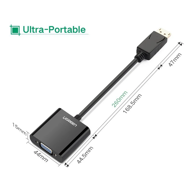 Адаптер Ugreen 1080P для порта дисплея на VGA переходник DP папа мама кабель конвертер
