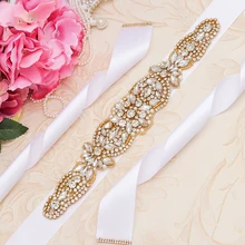 MissRDress свадебный пояс ручной работы со стразами и жемчугом пояс невесты золотые стразы свадебное платье пояс для свадебных аксессуаров JK959