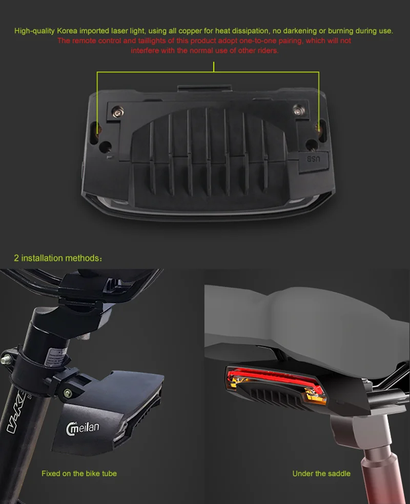 Cheap Wireless bike light Brake version Flash  bicycle turn light Safety Rear Turn Bicycle Accessories 11