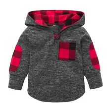 4 Прямая поставка новые модные популярные для маленьких девочек клетчатый Анорак карман Толстовка пуловер Топы теплая одежда