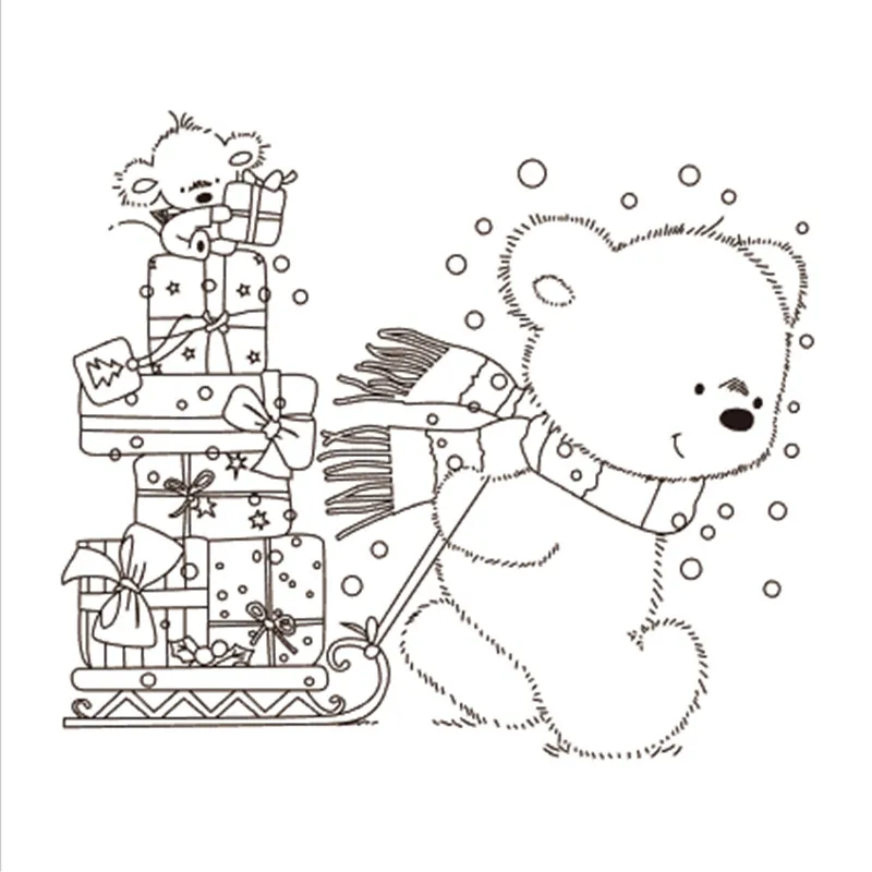 

10x10 Bear pulling gift TBig ice cream ransparent Clear Stamps Silicone Seals for DIY scrapbooking photo album Card Making