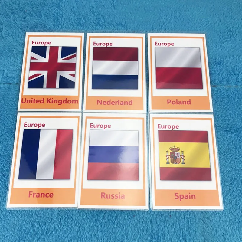 

DDWE 46PCS European Countries Learning English FlashCards for Children games exo card Montessori Educational toys for children