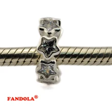 Fit Pandora Браслеты Starshine бусины с прозрачным кубического циркония Аутентичные 925 пробы серебро талисманы Jewelry
