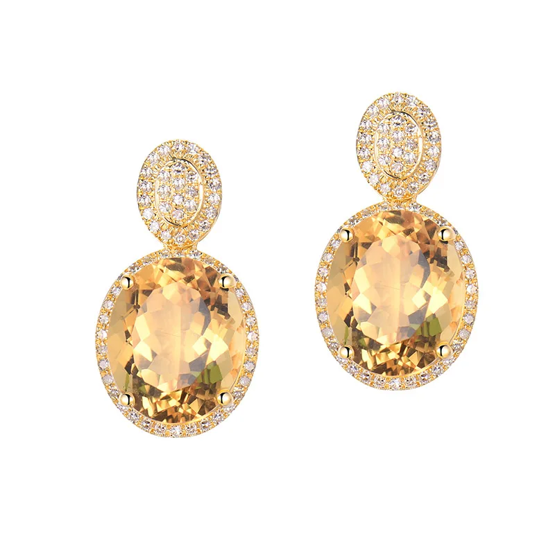 Серьги подвески из натурального цитрина 10 х12 мм|drop earrings|earrings fashionearrings drops |