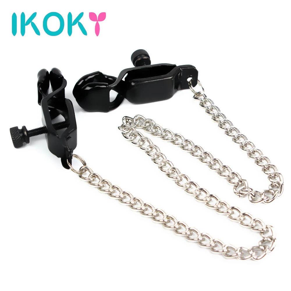 Зажимы для сосков IKOKY с металлическими цепочками эротические игрушки ролевых игр