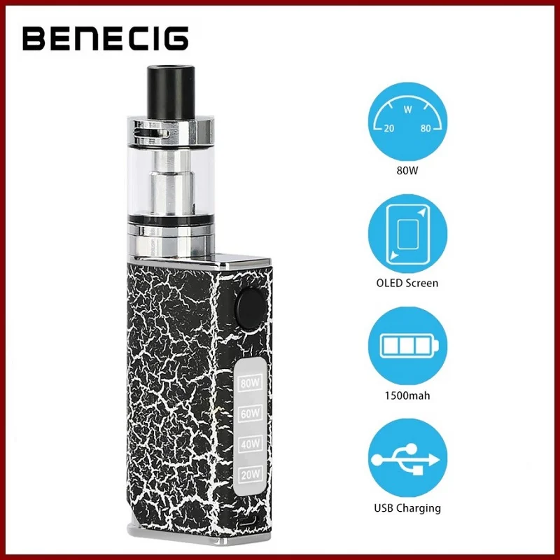 

Benecig Storm 80w Starter Vaper Electronic Cigarette Vaporizer 1500mAh Battery Vape Mod Kit Big E Smoker Electronic Hookah