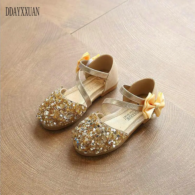 2021 New Fashion Children Sandals Shiny Sequins Glitter Shoes For Girls Spring Autumn Kids Princess Dance Party EU 21-36 | Детская