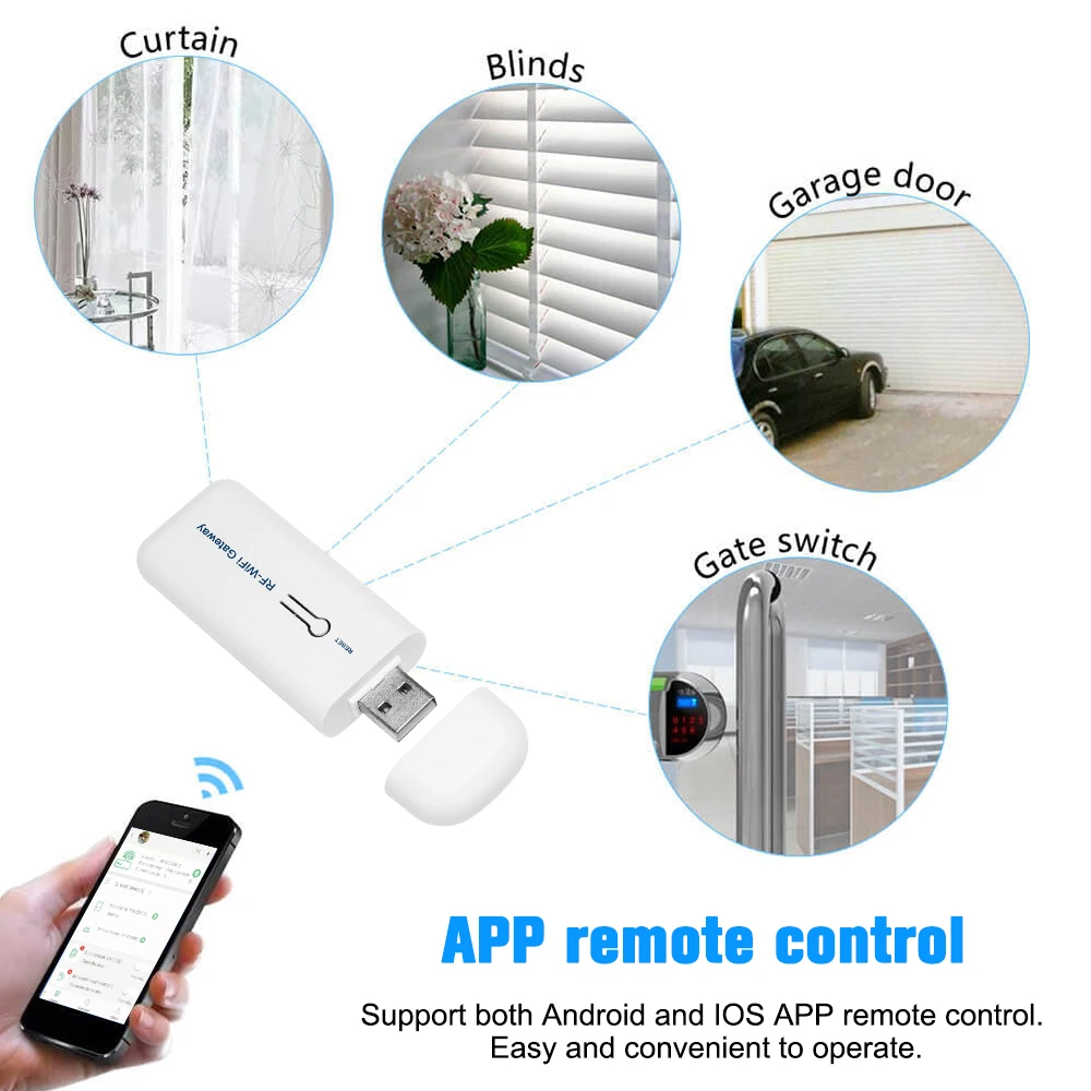 RF WiFi Gateway Alarm System Wireless 433MHz Remote Controller Door Sensor PIR Motion Sensor Smoke Detector APP Remote Control