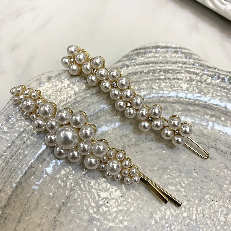 Ins Fashion Shinning Shell Pearl Hair Clip Retro Elegant Flower Barrettes Fine Jewelry Accessories Bijoux | Украшения и