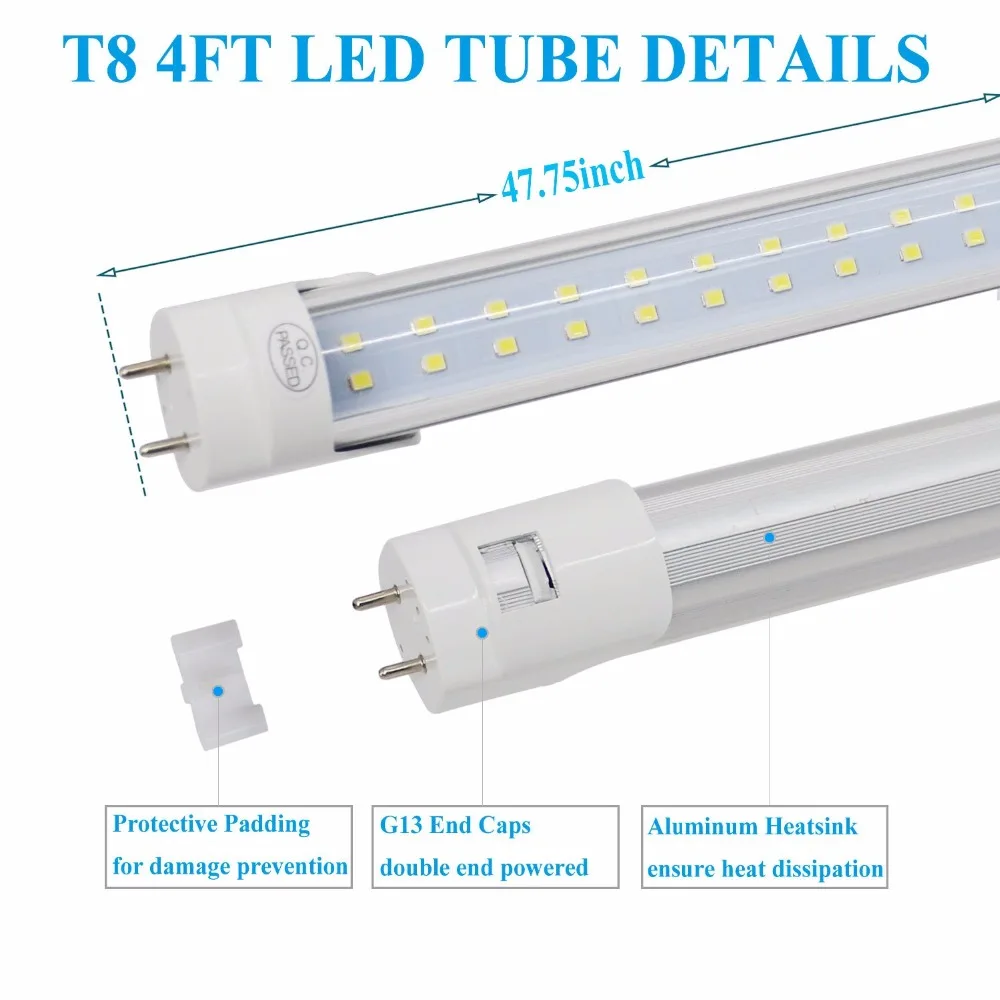 CNSUNWAY 4ft светодиодные трубки 22 W 28 W T8 светодиодные трубки, лампы G13 Би-pin 1200 мм 48 ''AC85-265V один/двухрядные 2835 Светодиодные лампы магазин свет