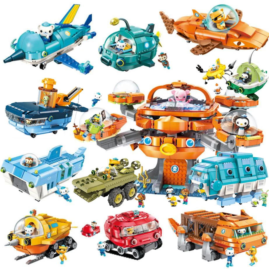 

cartoon Octonaut GUP submarine octo-pod building block Inkling Peso Barnacles Kwazii Vegimals Shellington Dashi Tweak figure toy