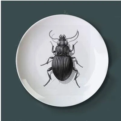 Креативный лоток для маникюрных принадлежностей насекомое керамическая подвесная Декоративная Тарелка фарфоровая тарелка 8 дюймов для дома, отеля, бара настенный - Цвет: 1