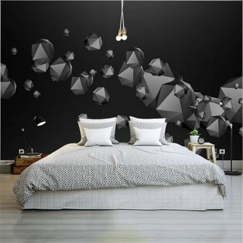 Modern 3d Wall Paper For Walls Diamond Texture Non Woven Wallpapers Atmosphere Black Stereoscopic Bedroom Decorative Wallpapers 3d Wall Paper Wall Paperpaper For Walls Aliexpress